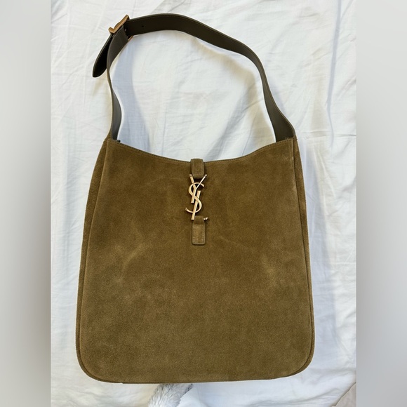 YSL Saint Laurent Le 5 a 7 Large Shoulder Bag Barley Green Suede - Picture 3 of 13